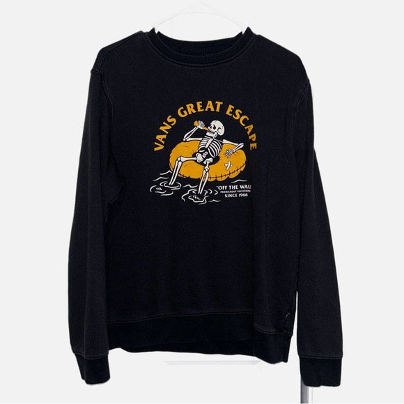 Vans Black Crewneck Sweater with Graphic Design - "Vans Great Escape" - Picture 2 of 5
